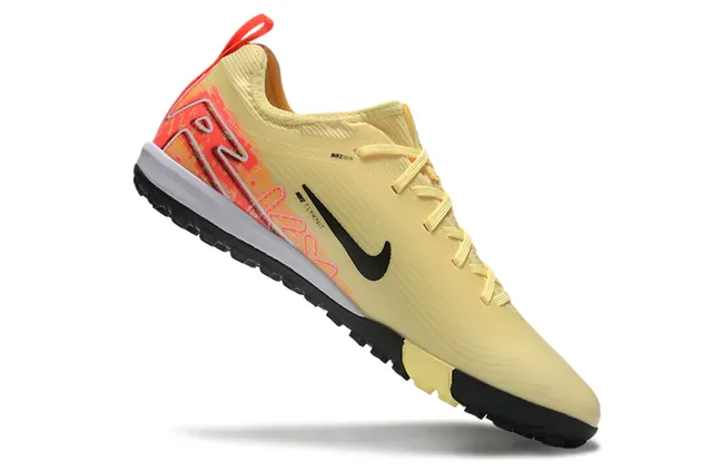 Nike Yellow Orange Low-Cut Synthetic Upper Ribbed Knit Collar Indoor Soccer Shoes 2