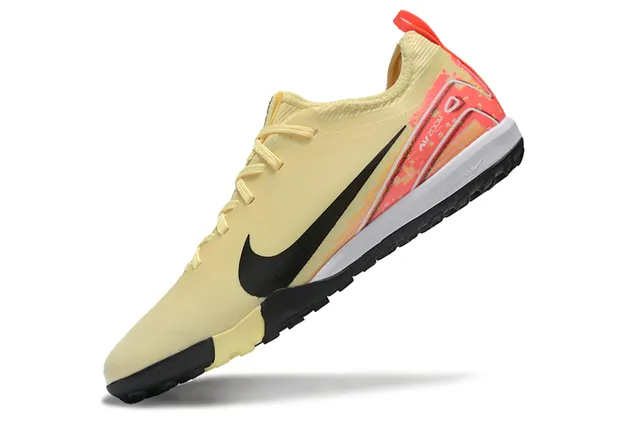 Nike Yellow Orange Low-Cut Synthetic Upper Ribbed Knit Collar Indoor Soccer Shoes 3