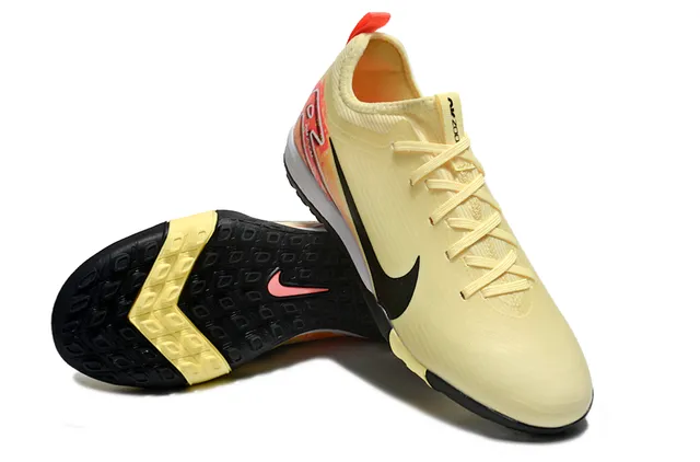 Nike Yellow Orange Low-Cut Synthetic Upper Ribbed Knit Collar Indoor Soccer Shoes 4
