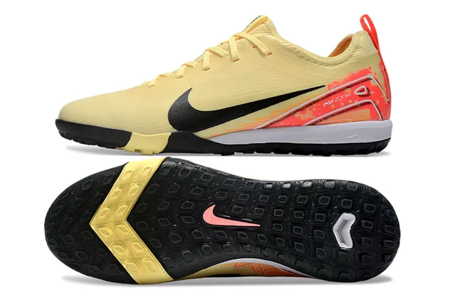 Nike Yellow Orange Low-Cut Synthetic Upper Ribbed Knit Collar Indoor Soccer Shoes 7