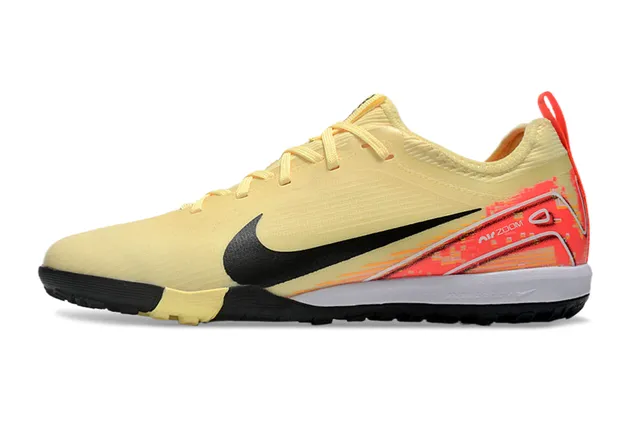 Nike Yellow Orange Low-Cut Synthetic Upper Ribbed Knit Collar Indoor Soccer Shoes 8