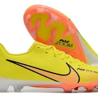 Nike Sapatos de Futebol Low-Cut Amarelo Laranja Superior Sintético Superfície Texturizada Ribeteada Gramado Firme