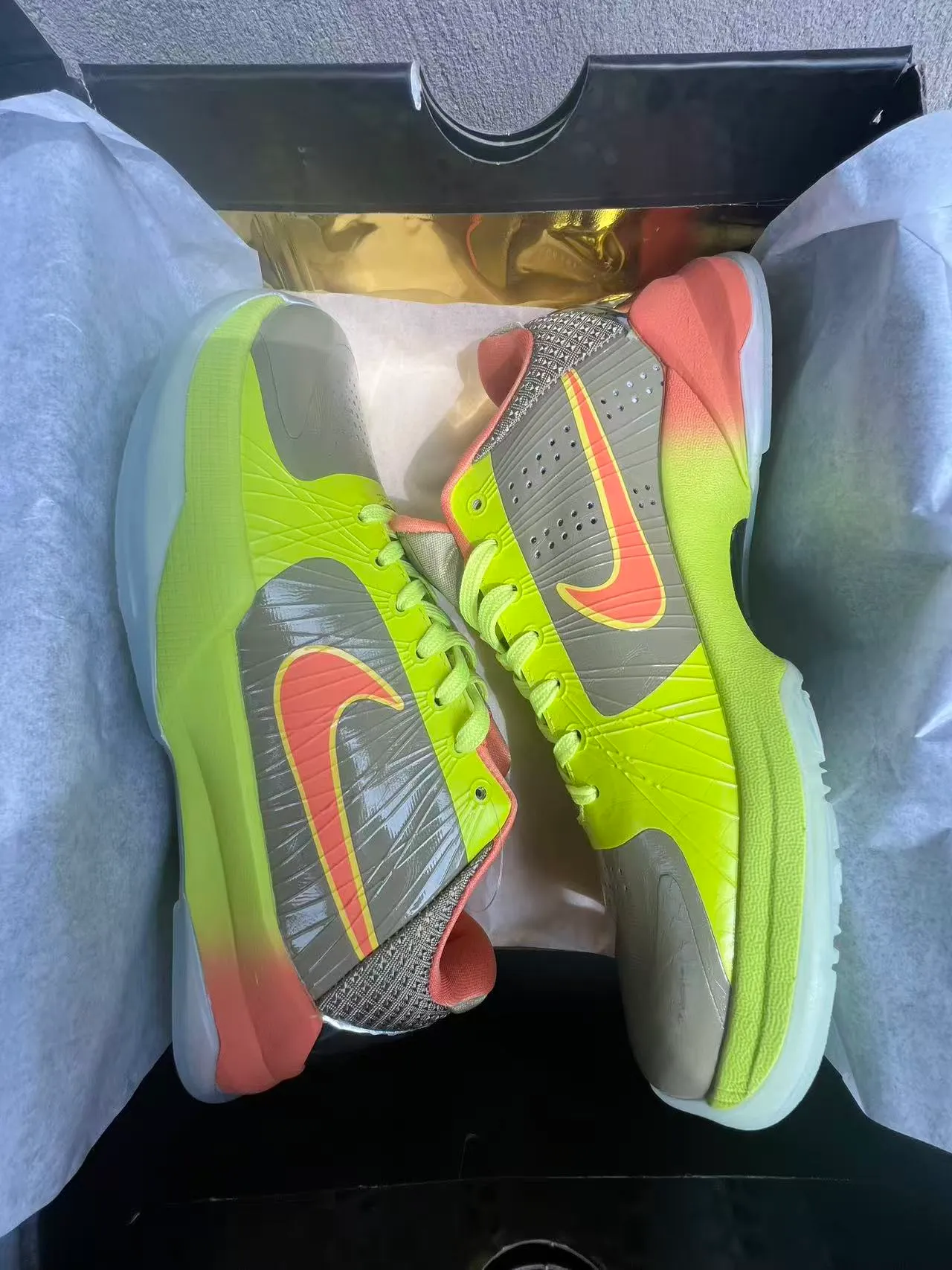 Nike Amarelo Laranja Neón Parte Superior Sintética Acento Swoosh Tênis de Basquete 9