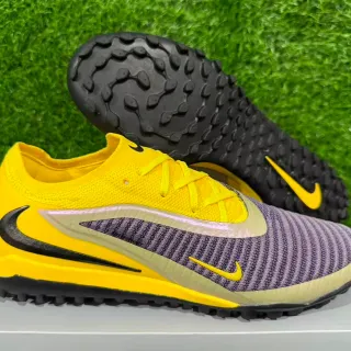 Nike Amarelo Roxo Baixo Corte Malha Superior Studs Conicos Turf Sapatos de Futebol