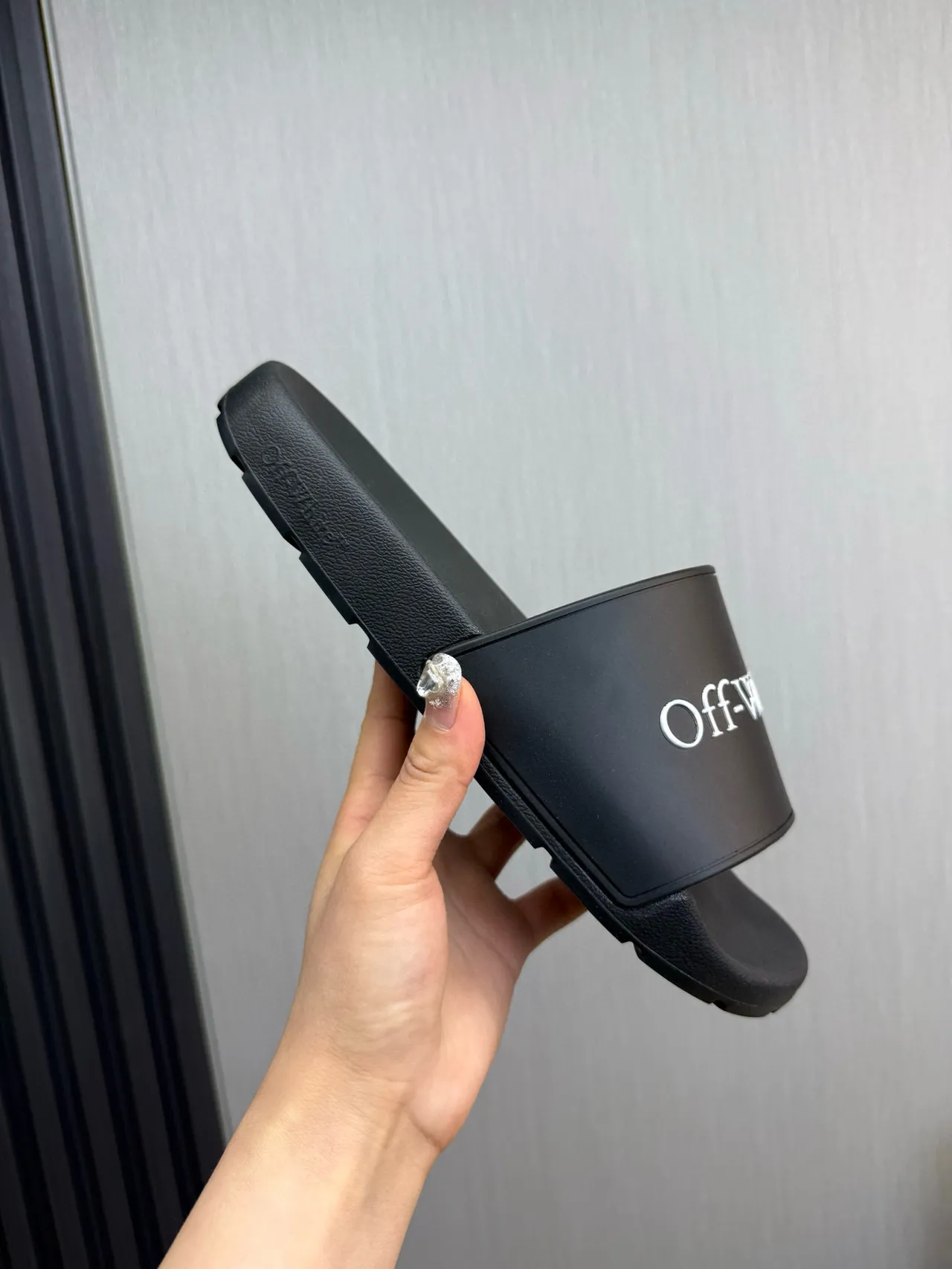 Off-White Black Molded Rubber Single-Strap Slippers 7