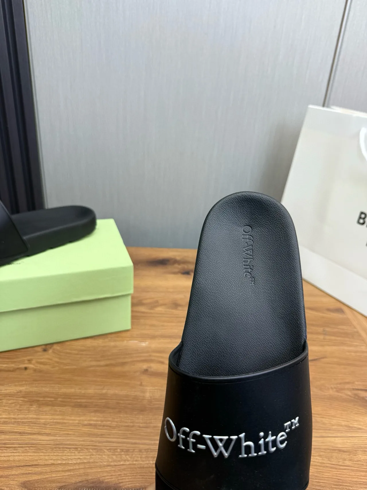 Off-White Black Molded Rubber Single-Strap Slippers 9
