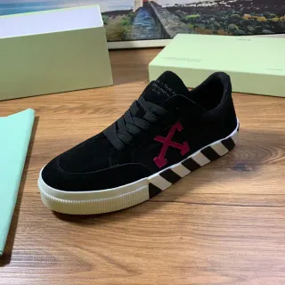 Off-White Black Red Suede Upper Diagonal Arrow Logo Lifestyle Sneakers