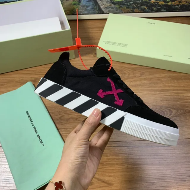 Off-White Black Red Suede Upper Diagonal Arrow Logo Lifestyle Sneakers 4