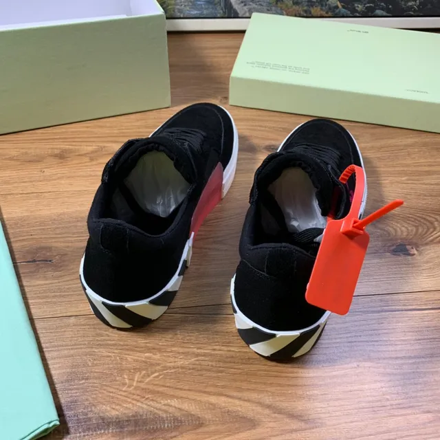Off-White Black Red Suede Upper Diagonal Arrow Logo Lifestyle Sneakers 6