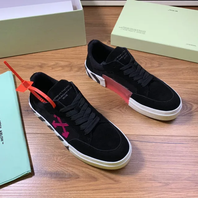 Off-White Black Red Suede Upper Diagonal Arrow Logo Lifestyle Sneakers 7