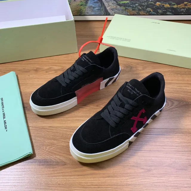 Off-White Black Red Suede Upper Diagonal Arrow Logo Lifestyle Sneakers 8