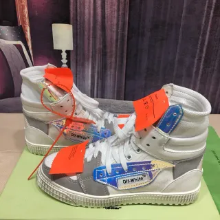 Off-White Gray High-Top Holographic Panel Lifestyle Sneakers