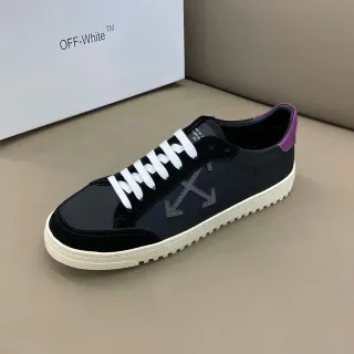 Off-White Lifestyle Sneaker Black Purple Low-Top Suede-Leather Hybrid Upper Lifestyle Sneakers