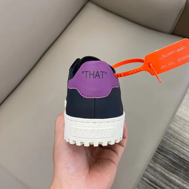 Off-White Chaussure Lifestyle Noir Violet Low-Top Supérieur Hybride Daim Cuir Chaussure Lifestyle 3