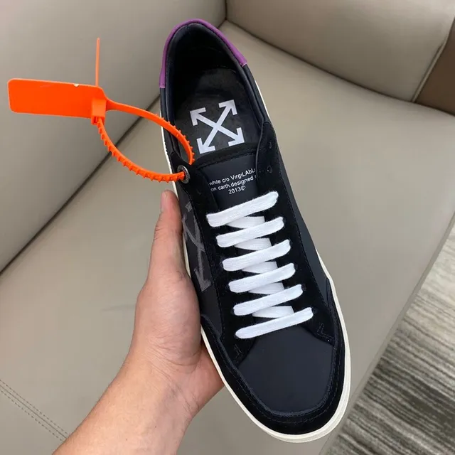 Off-White Chaussure Lifestyle Noir Violet Low-Top Supérieur Hybride Daim Cuir Chaussure Lifestyle 4