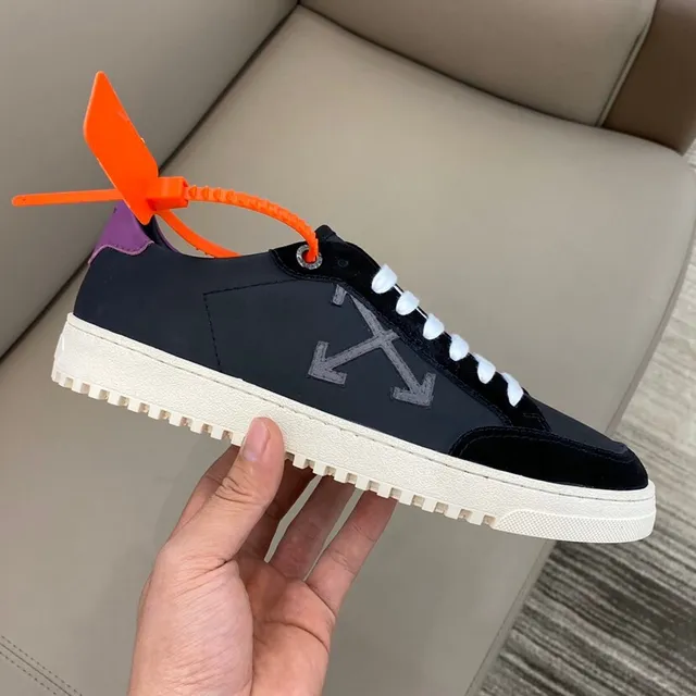 Off-White Chaussure Lifestyle Noir Violet Low-Top Supérieur Hybride Daim Cuir Chaussure Lifestyle 5