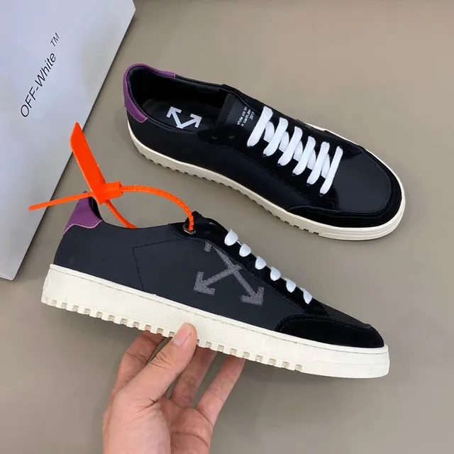 Off-White Chaussure Lifestyle Noir Violet Low-Top Supérieur Hybride Daim Cuir Chaussure Lifestyle 6