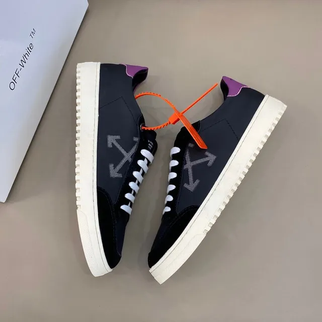 Off-White Chaussure Lifestyle Noir Violet Low-Top Supérieur Hybride Daim Cuir Chaussure Lifestyle 7