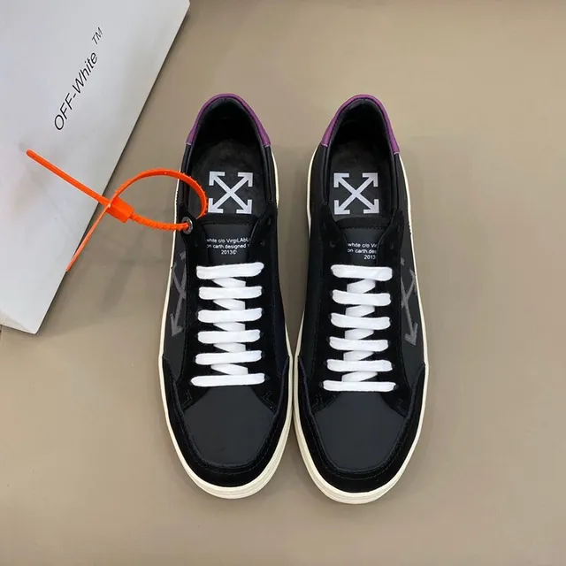 Off-White Chaussure Lifestyle Noir Violet Low-Top Supérieur Hybride Daim Cuir Chaussure Lifestyle 8