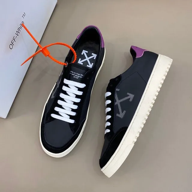 Off-White Chaussure Lifestyle Noir Violet Low-Top Supérieur Hybride Daim Cuir Chaussure Lifestyle 9