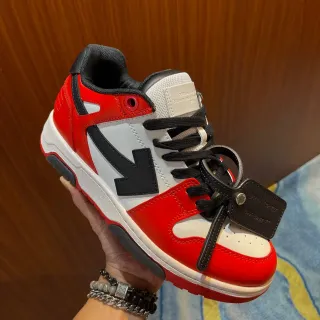 Off-White The Ten Red Industrial-Inspired Arrow-Logo Side Panel Lifestyle Sneakers