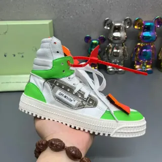 Off-White The Ten White and Lime Green Industrial High-Top Chunky Sneakers