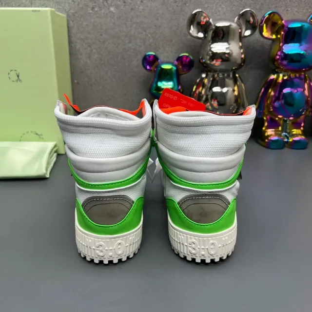 Off-White The Ten 白色酸橙绿工业高帮厚底鞋 3