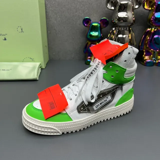 Off-White The Ten 白色酸橙绿工业高帮厚底鞋 4