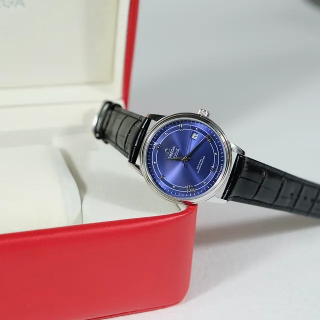 Omega De Ville Blue Sunburst Dial Mechanical Watch 3