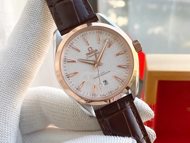 Omega Seamaster Aqua Terra White Dial Rose Gold Bezel Mechanical Watch 6