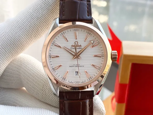Omega Seamaster Aqua Terra White Dial Rose Gold Bezel Mechanical Watch 7