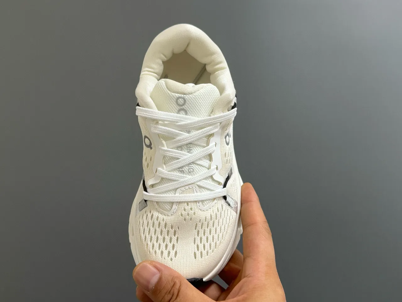 On Beige White Perforated Mesh Upper Open-Cell CloudTec Midsole Running Shoes 17