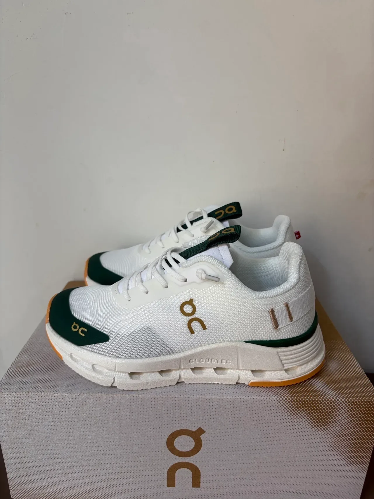 On Beige Amarillo Malla Parte Superior Abierta CloudTec Suela Intermedia Pods Zapatillas deportivas 6
