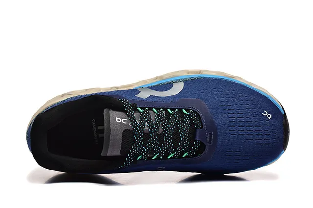 On Cloudmonster Navy Blue Cyan Cream Running Shoes 2
