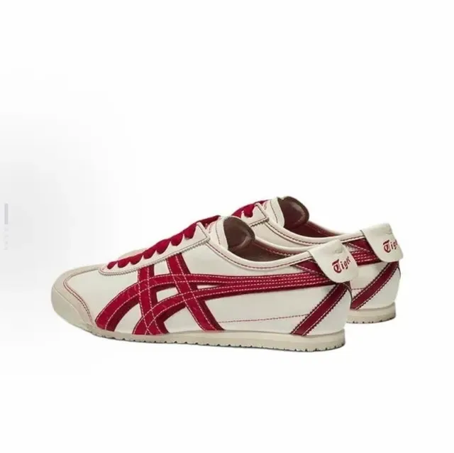 Onitsuka Tiger Mexico 66 ऑफ-व्हाइट और लाल लाइफस्टाइल स्नीकर 2