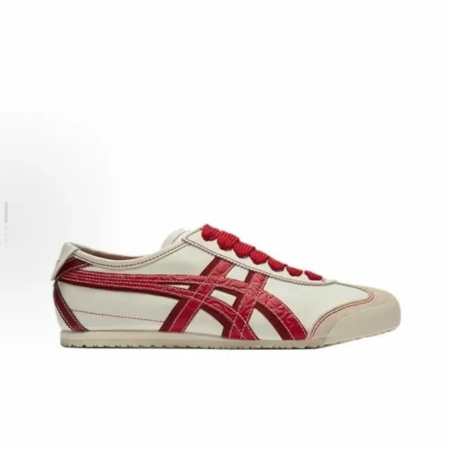 Onitsuka Tiger Mexico 66 ऑफ-व्हाइट और लाल लाइफस्टाइल स्नीकर 3