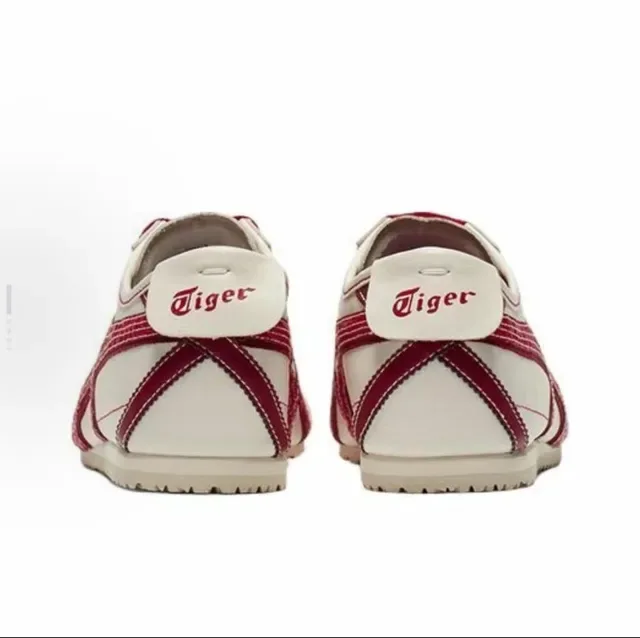 Onitsuka Tiger Mexico 66 ऑफ-व्हाइट और लाल लाइफस्टाइल स्नीकर 4