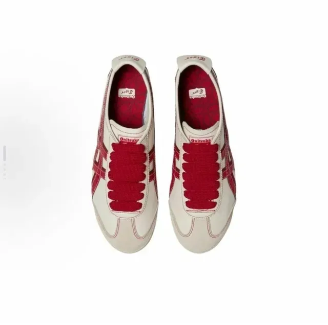 Onitsuka Tiger Mexico 66 ऑफ-व्हाइट और लाल लाइफस्टाइल स्नीकर 5