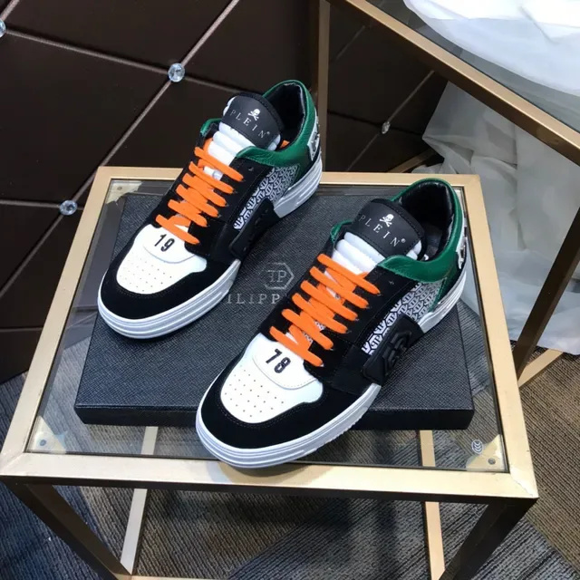 فيليب بلين حذاء رياضي أسود برتقالي mixed-material upper bold color-blocking 1
