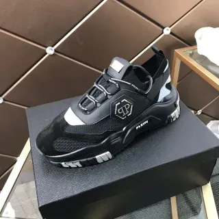 Philipp Plein Black White Sole Laceless Strap Closure Chunky Sneakers
