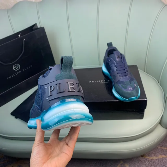 Philipp Plein Blue Green Multi-Material Upper Sculpted Sole Chunky Sneakers 3