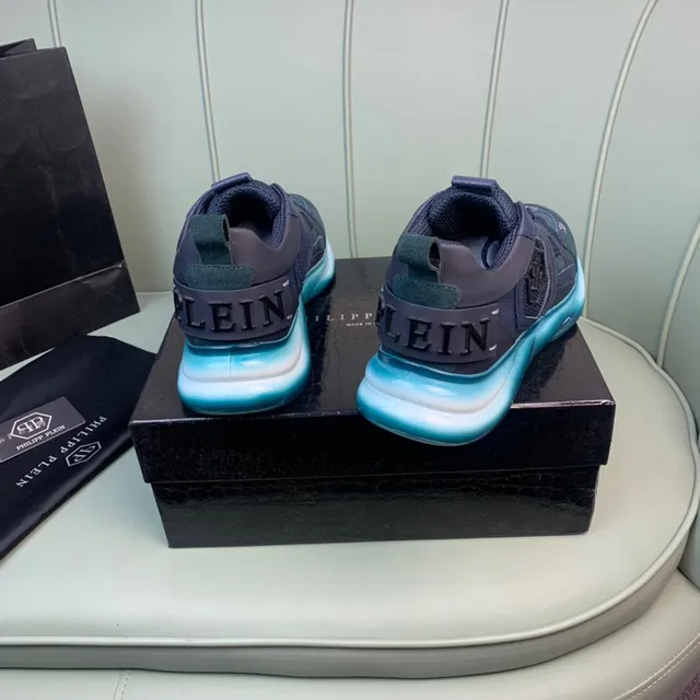 Philipp Plein Blue Green Multi-Material Upper Sculpted Sole Chunky Sneakers 6