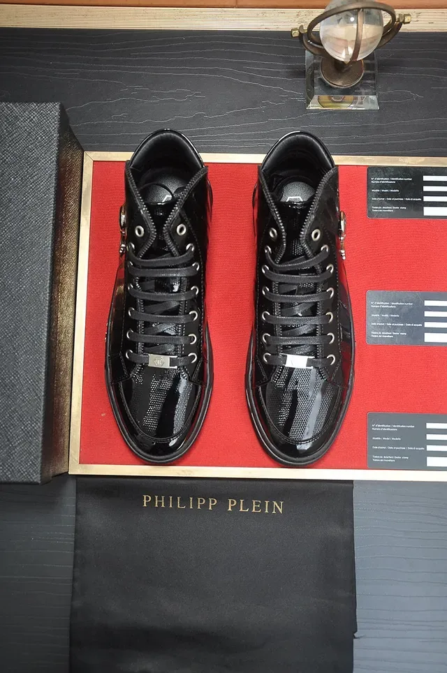 Philipp Plein Sneakers haut noir rouge cuir verni sneakers lifestyle 3