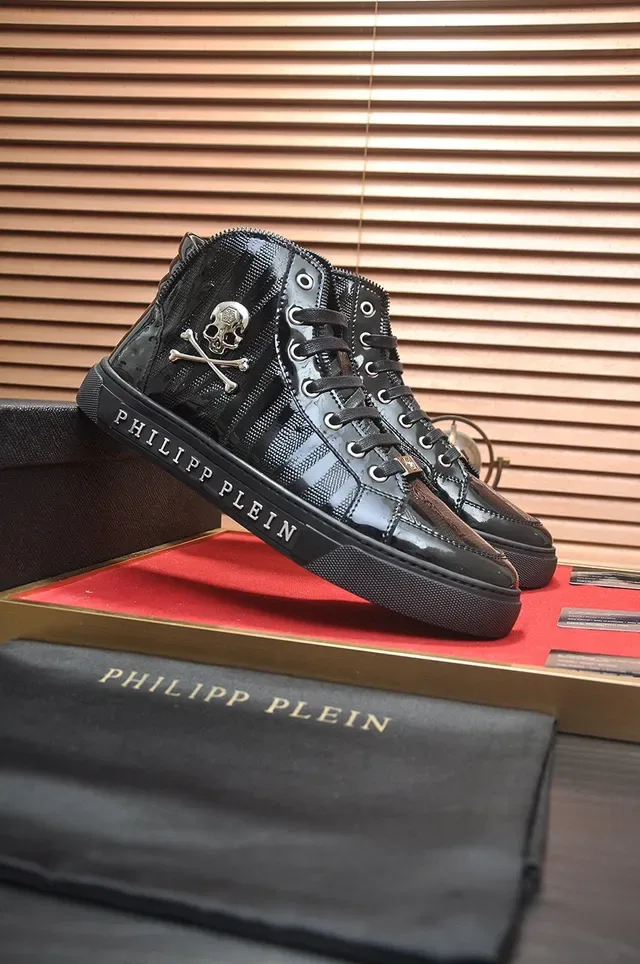 Philipp Plein Sneakers haut noir rouge cuir verni sneakers lifestyle 4