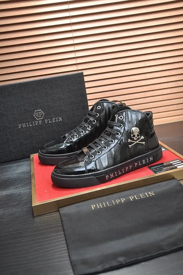 Philipp Plein Sneakers haut noir rouge cuir verni sneakers lifestyle 5