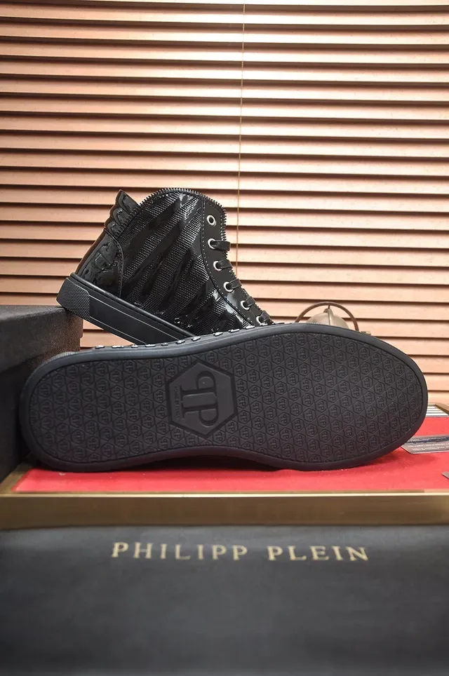 Philipp Plein Sneakers haut noir rouge cuir verni sneakers lifestyle 7