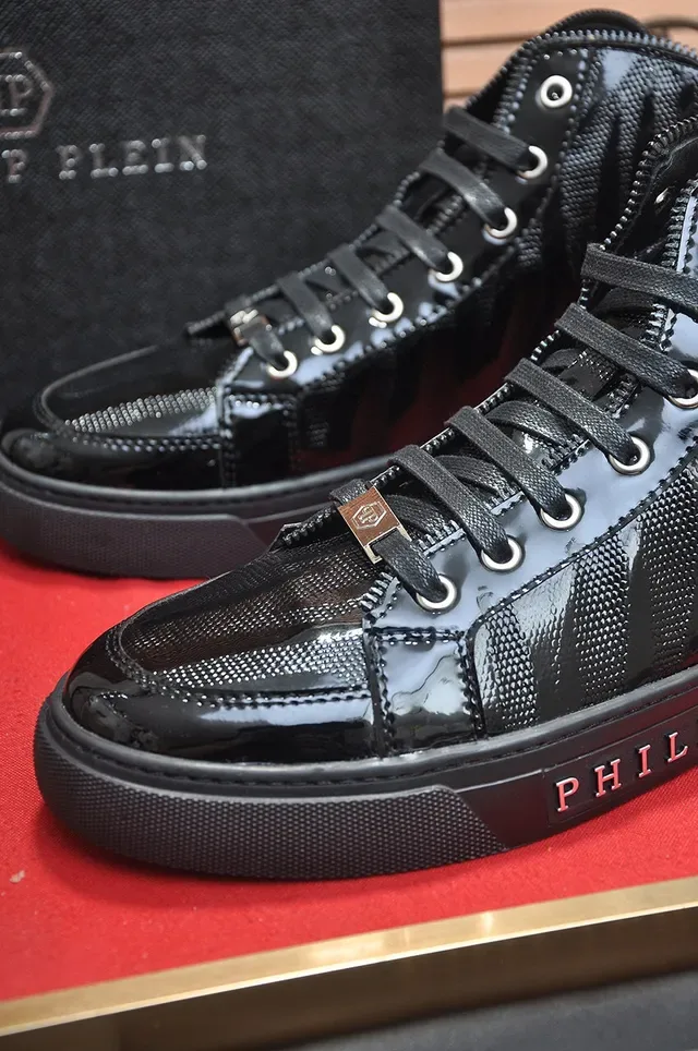 Philipp Plein Sneakers haut noir rouge cuir verni sneakers lifestyle 8