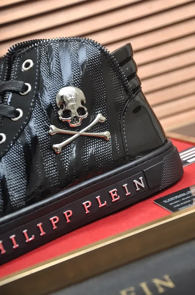Philipp Plein Sneakers haut noir rouge cuir verni sneakers lifestyle 9