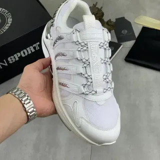 Philipp Plein Plein Sport White Mesh and Leather Sneaker