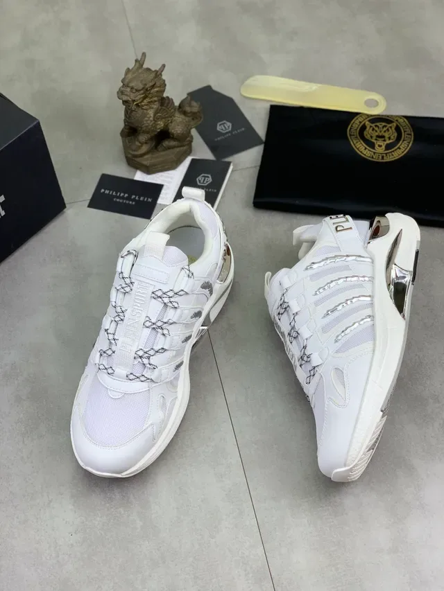 Philipp Plein Plein Sport Zapatilla Blanca de Malla y Cuero 5